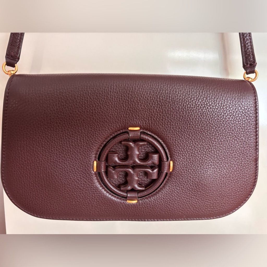 Tory Burch Pebbled Leather Crossbody - Dark Brown